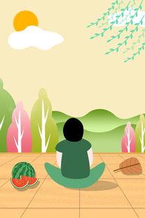 儿童吃瓜插画,儿童吃瓜插画，描绘夏日欢乐时光